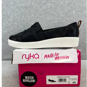 Ryka Vivi Suede Slip-On Wedge Sneaker Shoe - Black- *NEW- Women Size 8